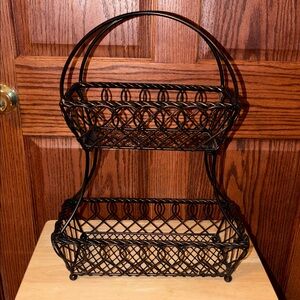 Black Metal Two-Tier Basket